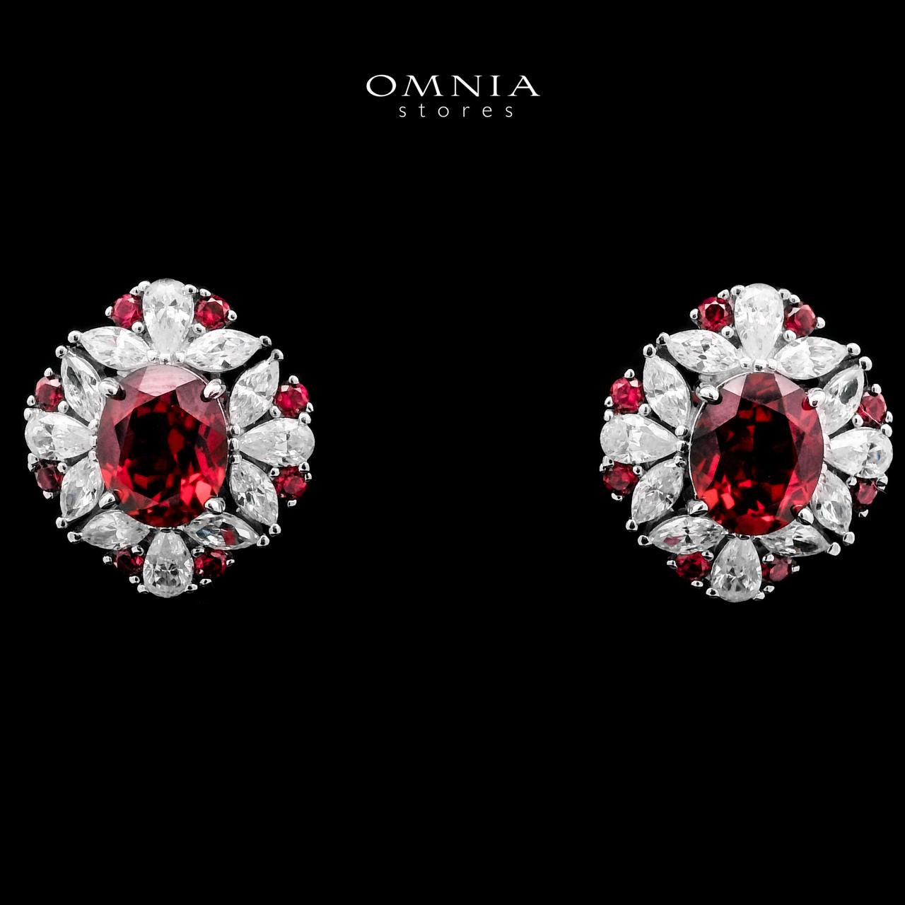 Omnia Kamilah Earrings in 925 Silver With GRC Certifited High Quality Ruby Red Lab Grown Stones