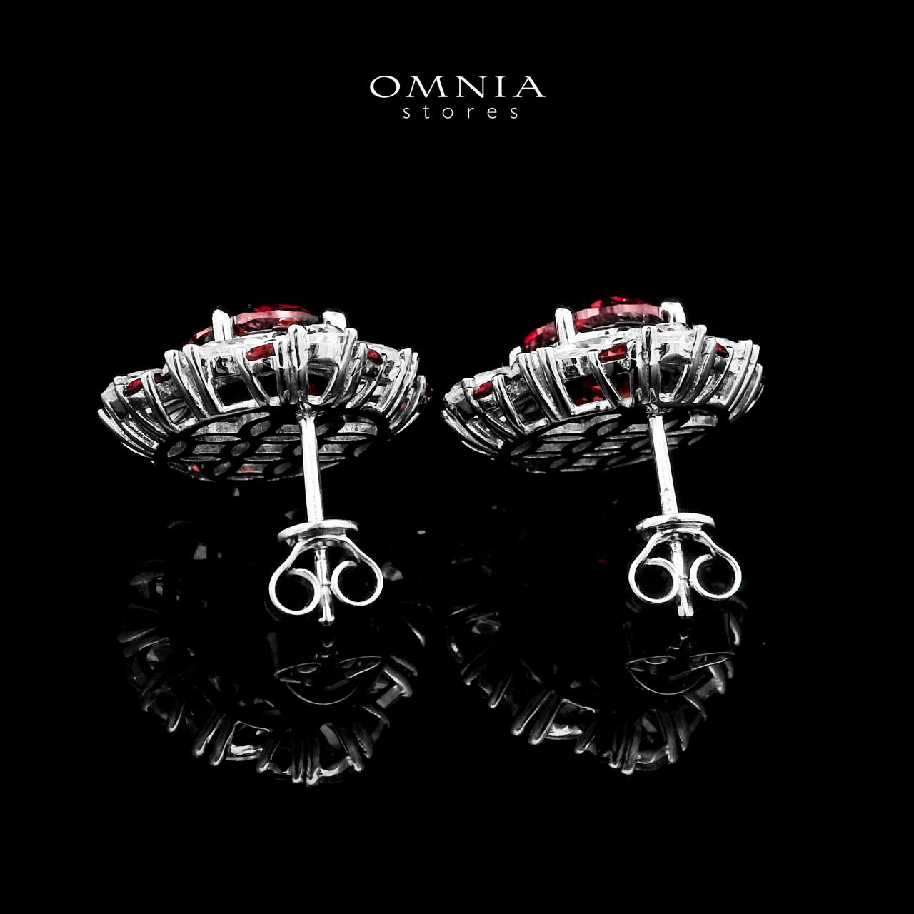 Omnia Kamilah Earrings in 925 Silver With GRC Certifited High Quality Ruby Red Lab Grown Stones