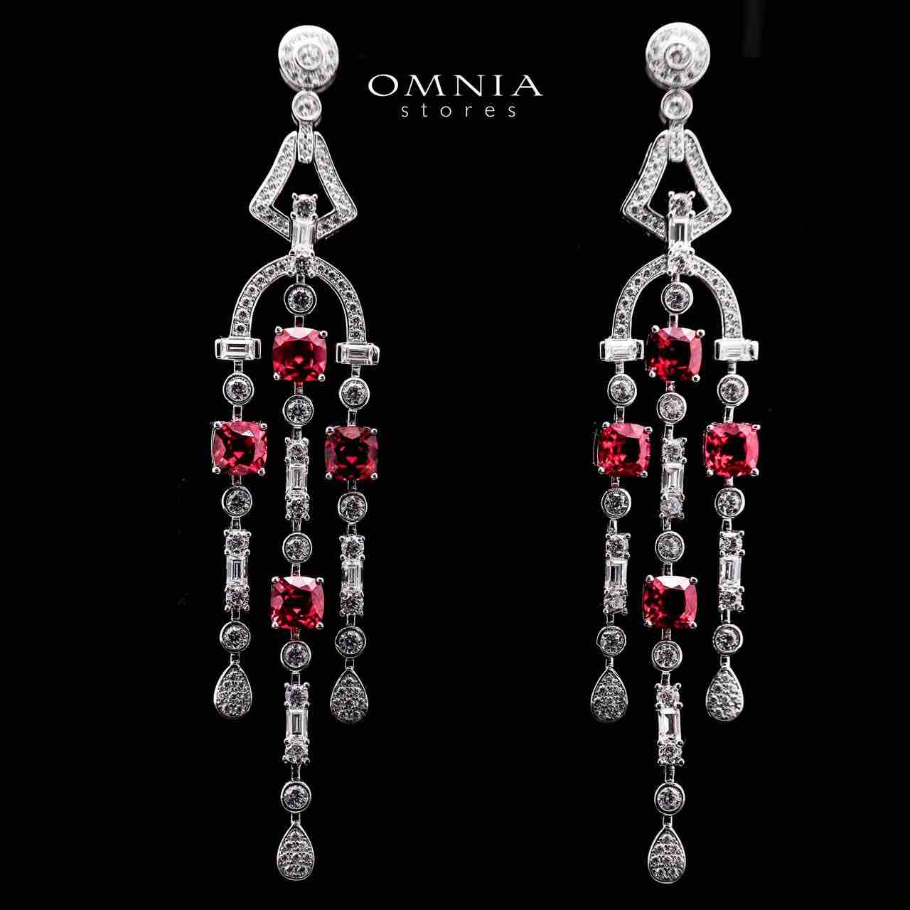 Omnia Khadija Red Drop Earrings 925 Silver Certified in High Quality Lab Grown Ruby Stone