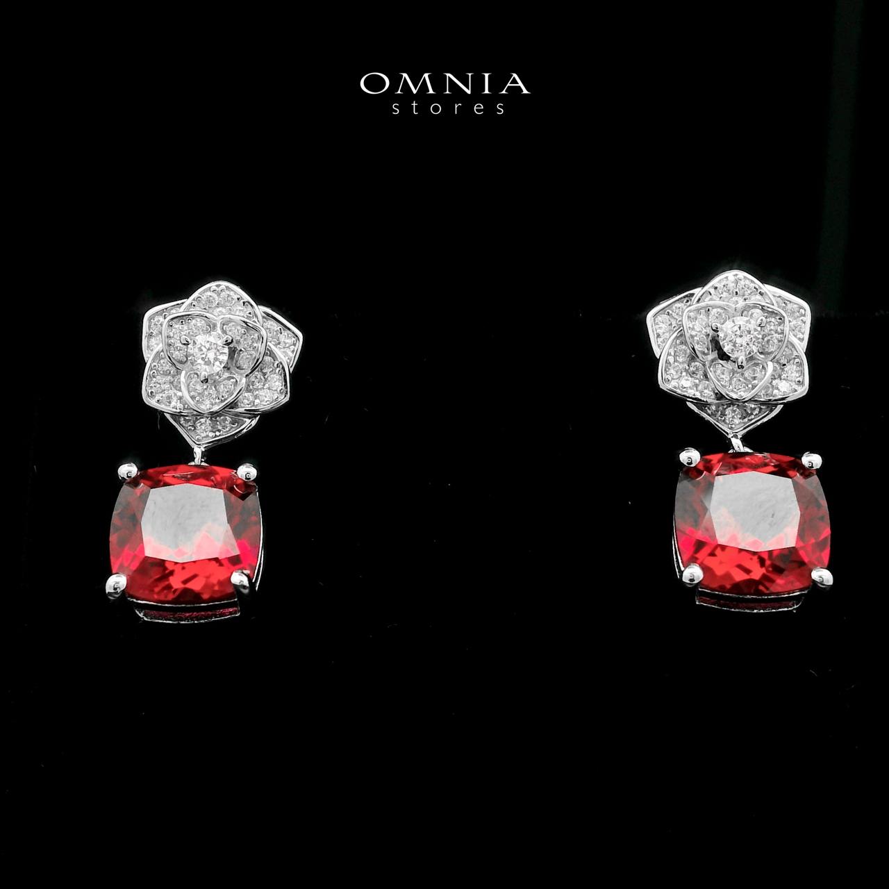 Omnia Khansa Earrings 925 Silver With High Quality GRC Certified Blue Ruby Red Grown Stones