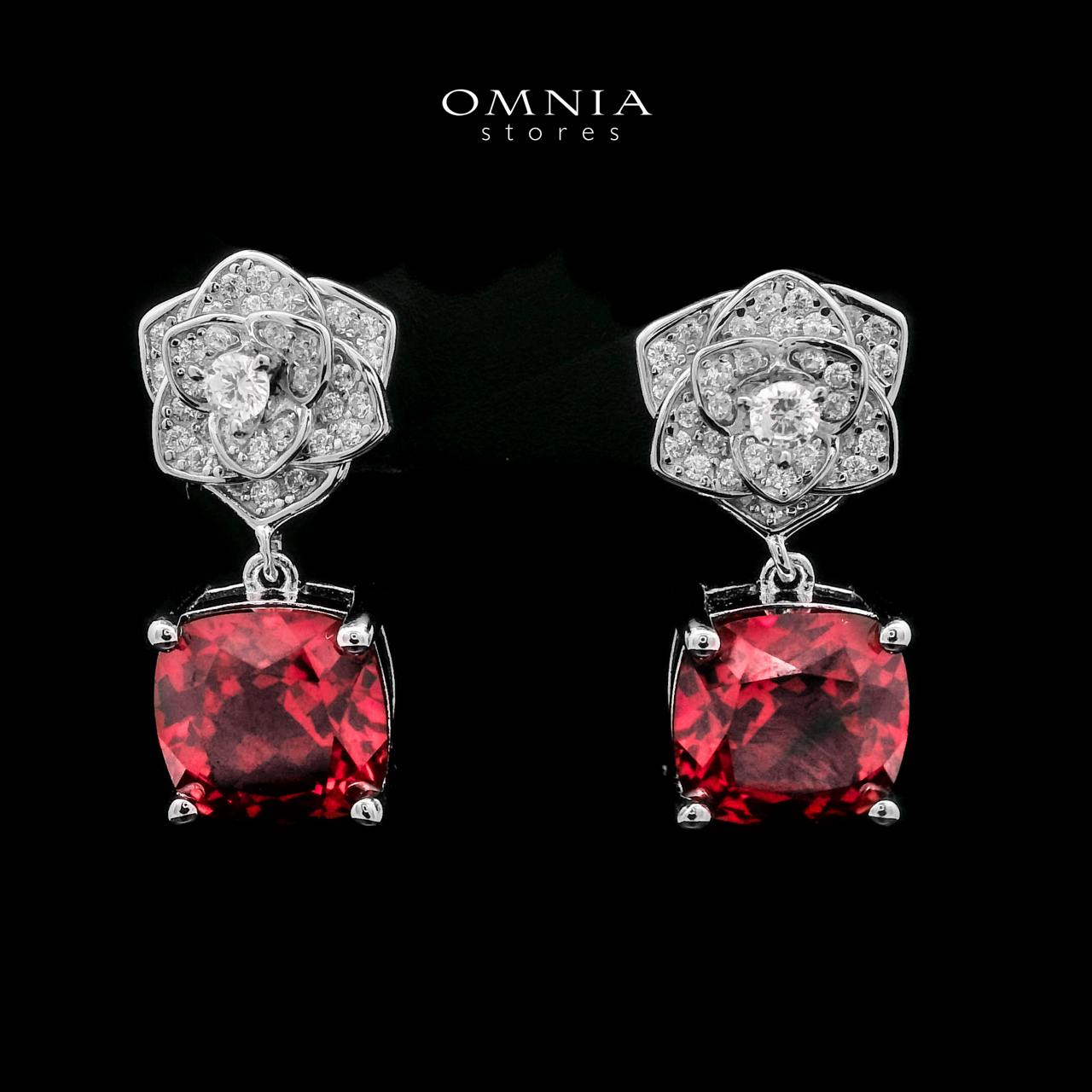 Omnia Khansa Earrings 925 Silver With High Quality GRC Certified Blue Ruby Red Grown Stones