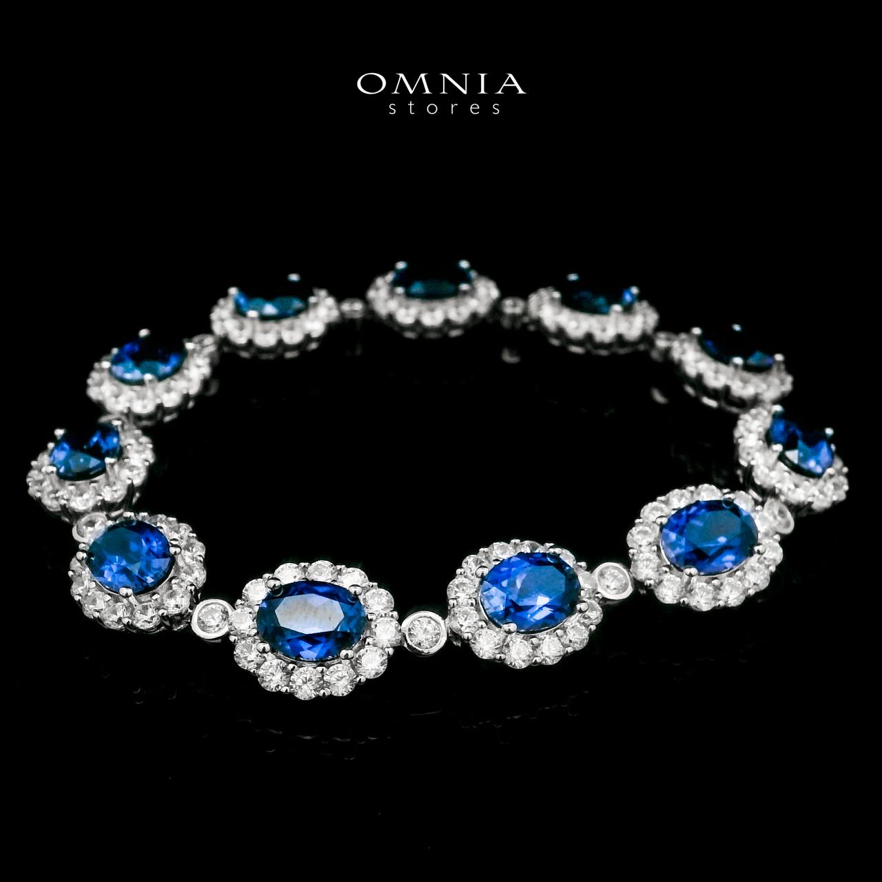 Mahasin Lab-Grown Sapphire Blue Stones With GRC Certified Bracelet in 925 Silver
