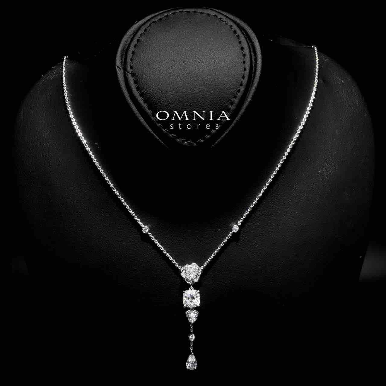 Omnia Nadia Rose Teardrop Necklace 925 Silver in High Quality Moissanite Stone