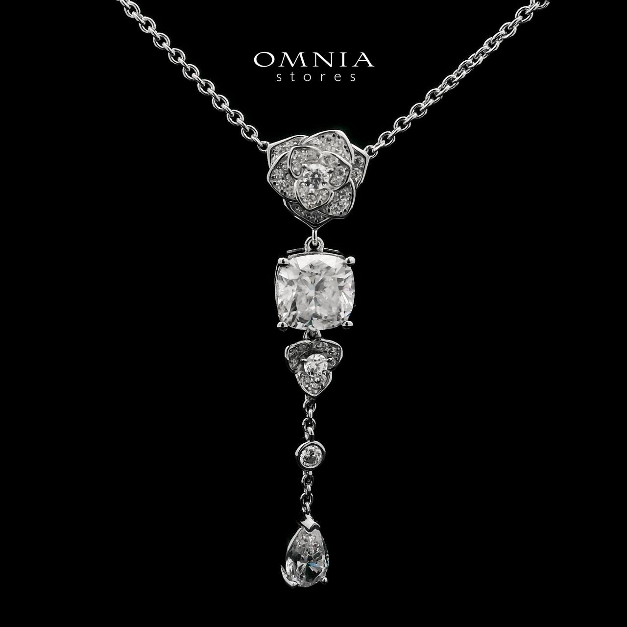 Omnia Nadia Rose Teardrop Necklace 925 Silver in High Quality Moissanite Stone