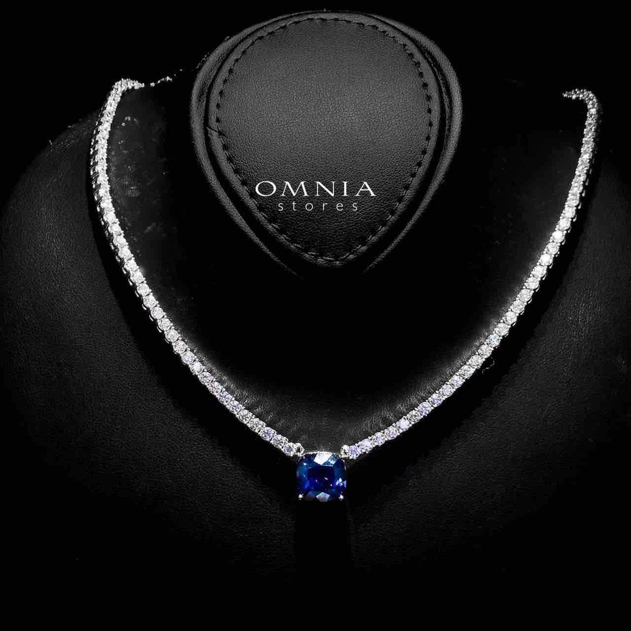 Omnia Nafeesa Blue Necklace 925 Silver in High Quality Lab Grown Sapphire Stone - OMNIASTORES UAE