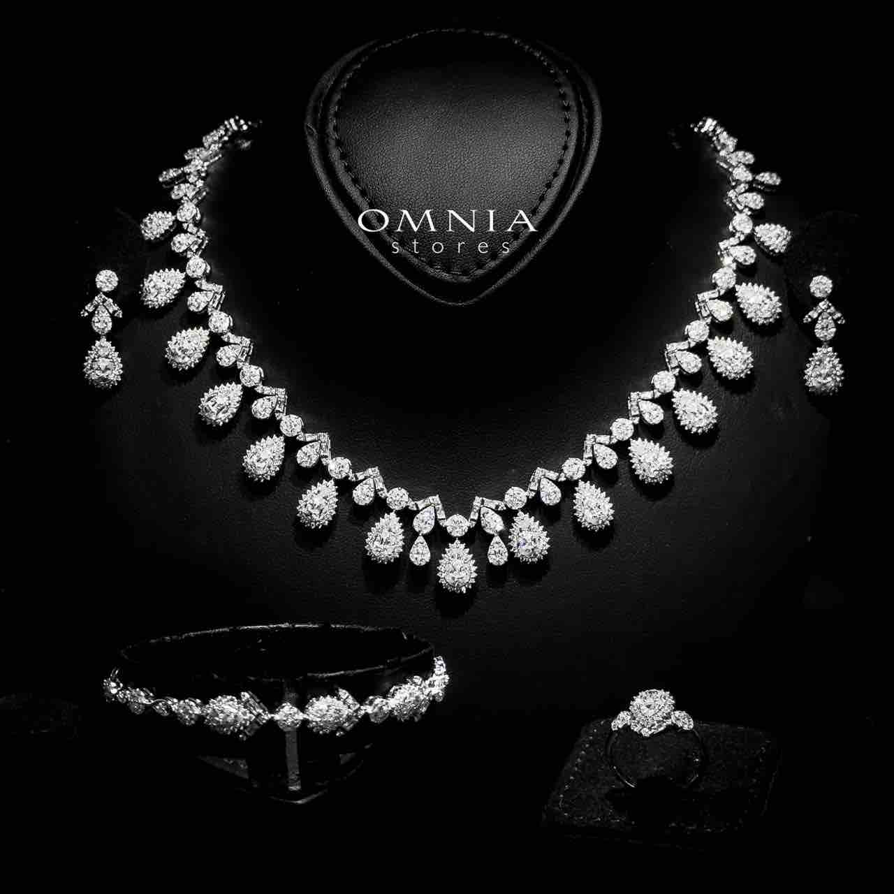 Omnia Hana White Bridal Full Set in 925 Silver High Quality Simulated Diamonds