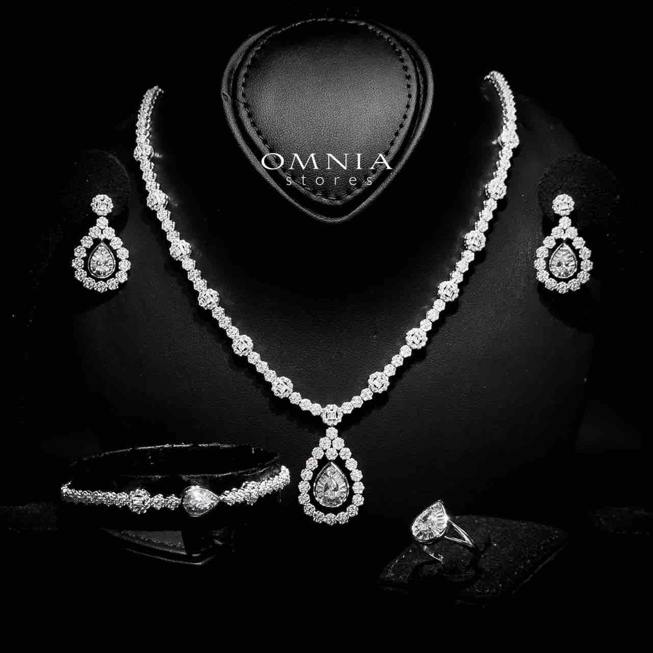 Omnia Sabeen White Bridal Full Set in 925 Silver High Quality Simulated Diamonds - OMNIASTORES UAE