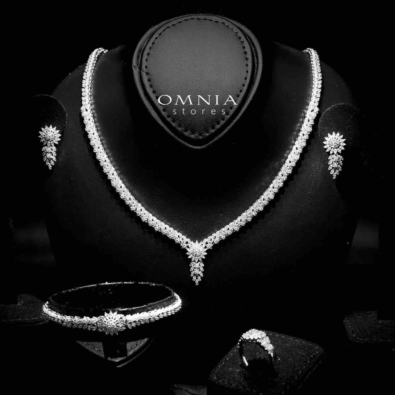 Omnia Rasheedah White Bridal Full Set in 925 Silver High Quality Simulated Diamonds - OMNIASTORES UAE
