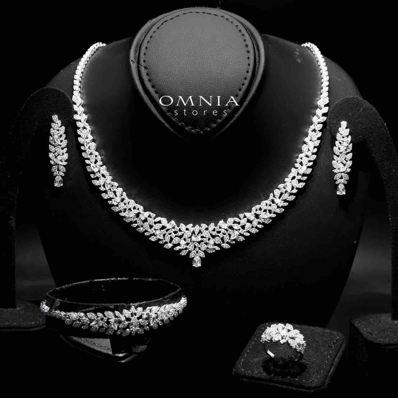 Omnia Sumiya White Bridal Full Set in 925 Silver High Quality Simulated Diamonds - OMNIASTORES KSA