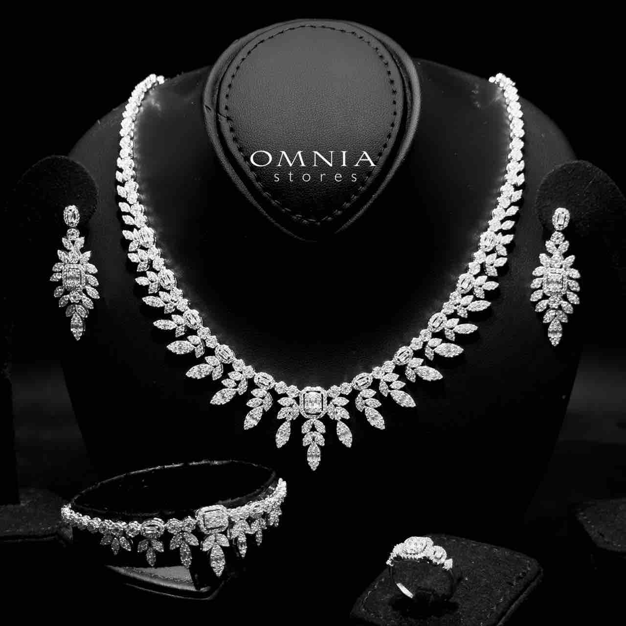 Omnia Sharifah White Bridal Full Set in 925 Silver High Quality Simulated Diamonds - OMNIASTORES UAE