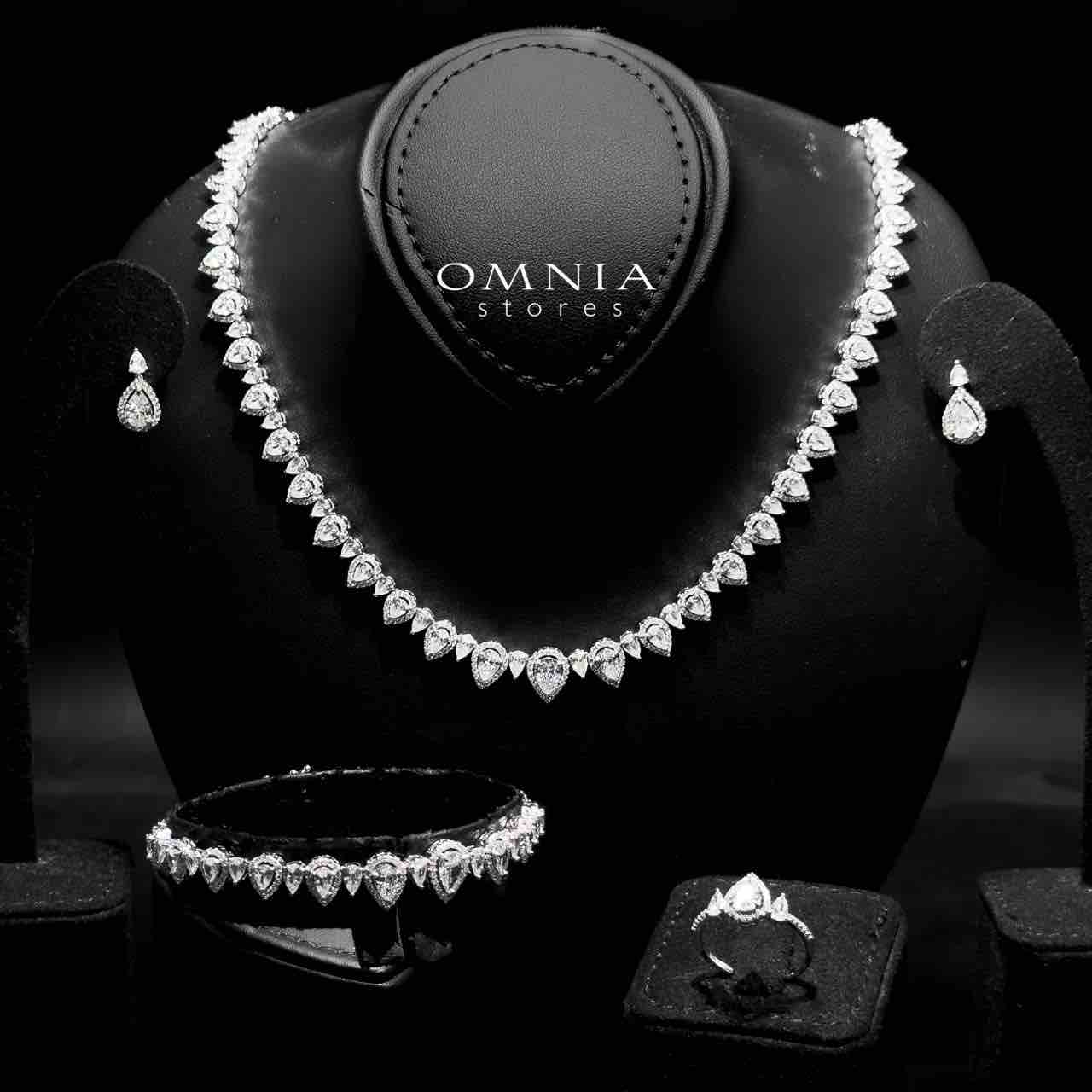Omnia Sundus White Bridal Full Set in 925 Silver High Quality Simulated Diamonds - OMNIASTORES UAE