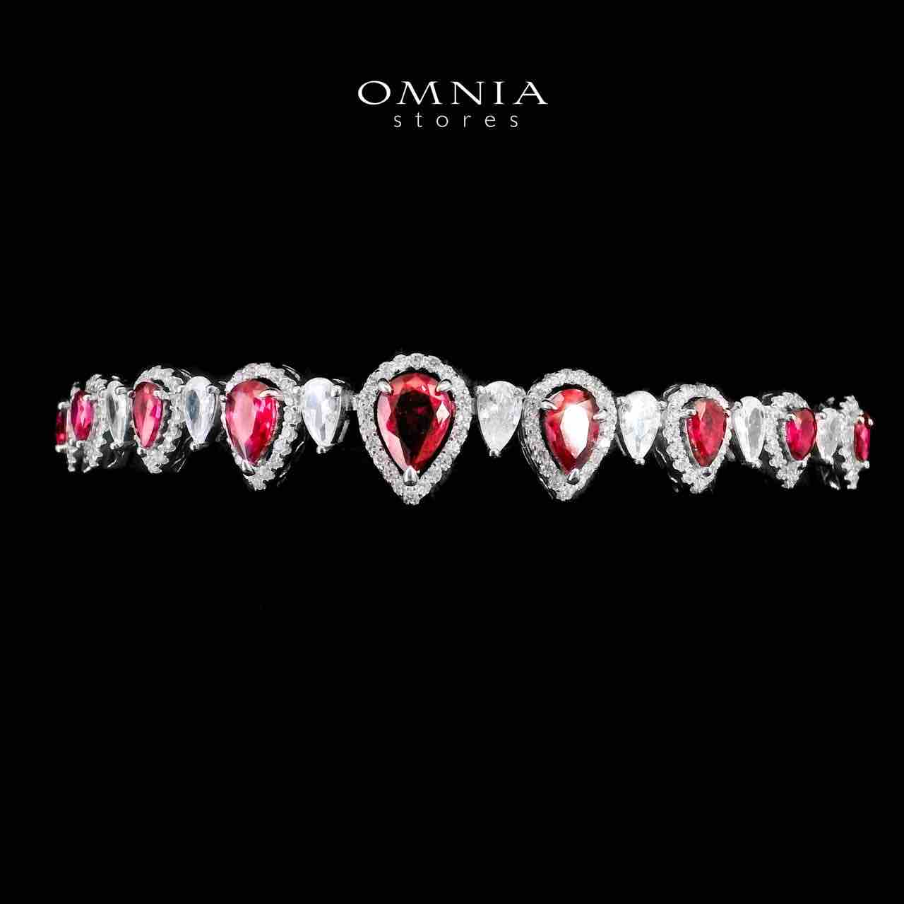 Omnia Sundus Maroon Bridal Full Set in 925 Silver High Quality Simulated Diamonds - OMNIASTORES UAE