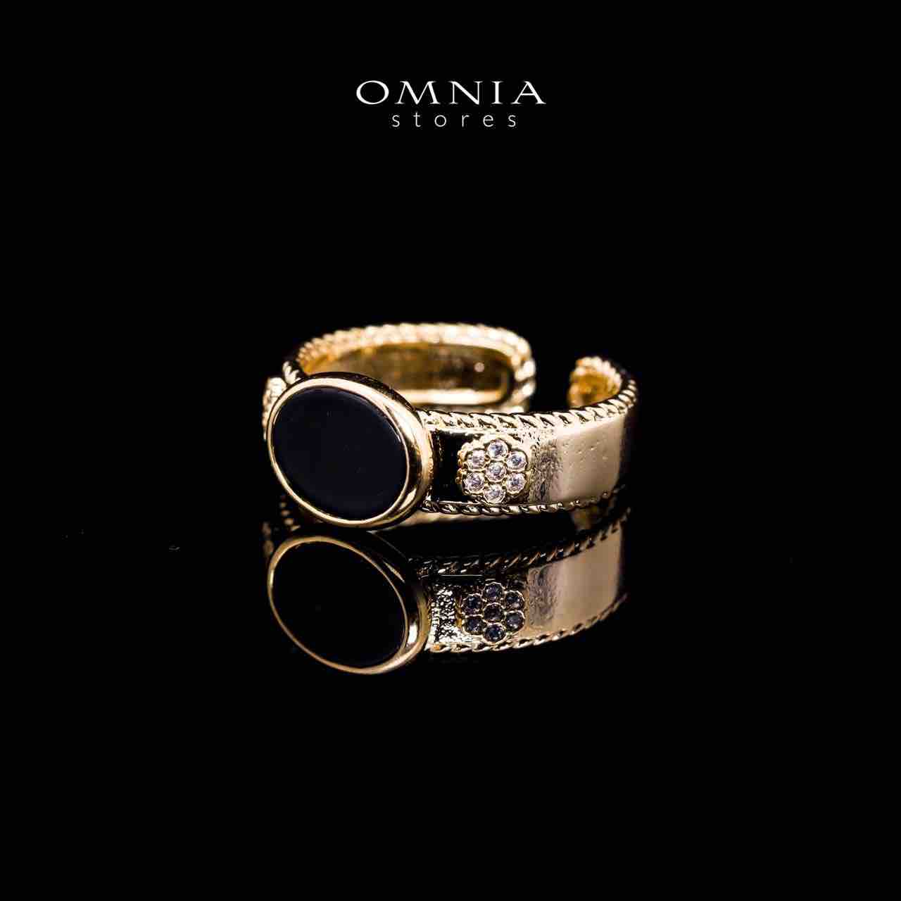 Omnia Golden Coverd Cuff With Bracelet and Ring with Black In Rhodium Plated