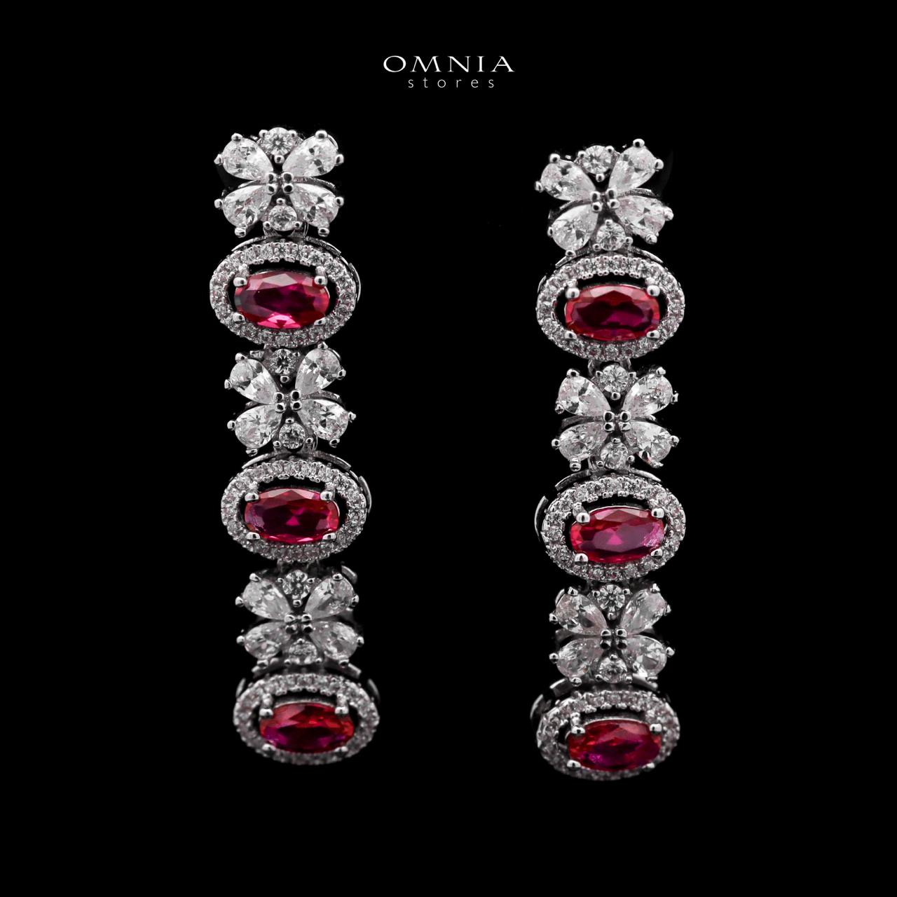 Omnia Mira Red Bridal Full Set in High Quality Zircon Stone Rhodium Plated - OMNIASTORES KSA