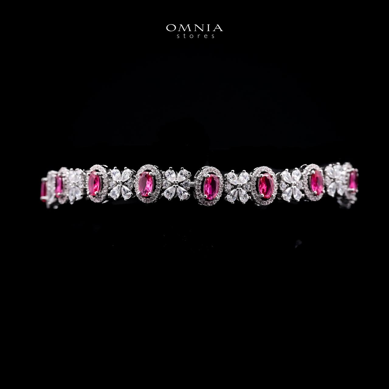 Omnia Mira Red Bridal Full Set in High Quality Zircon Stone Rhodium Plated - OMNIASTORES KSA