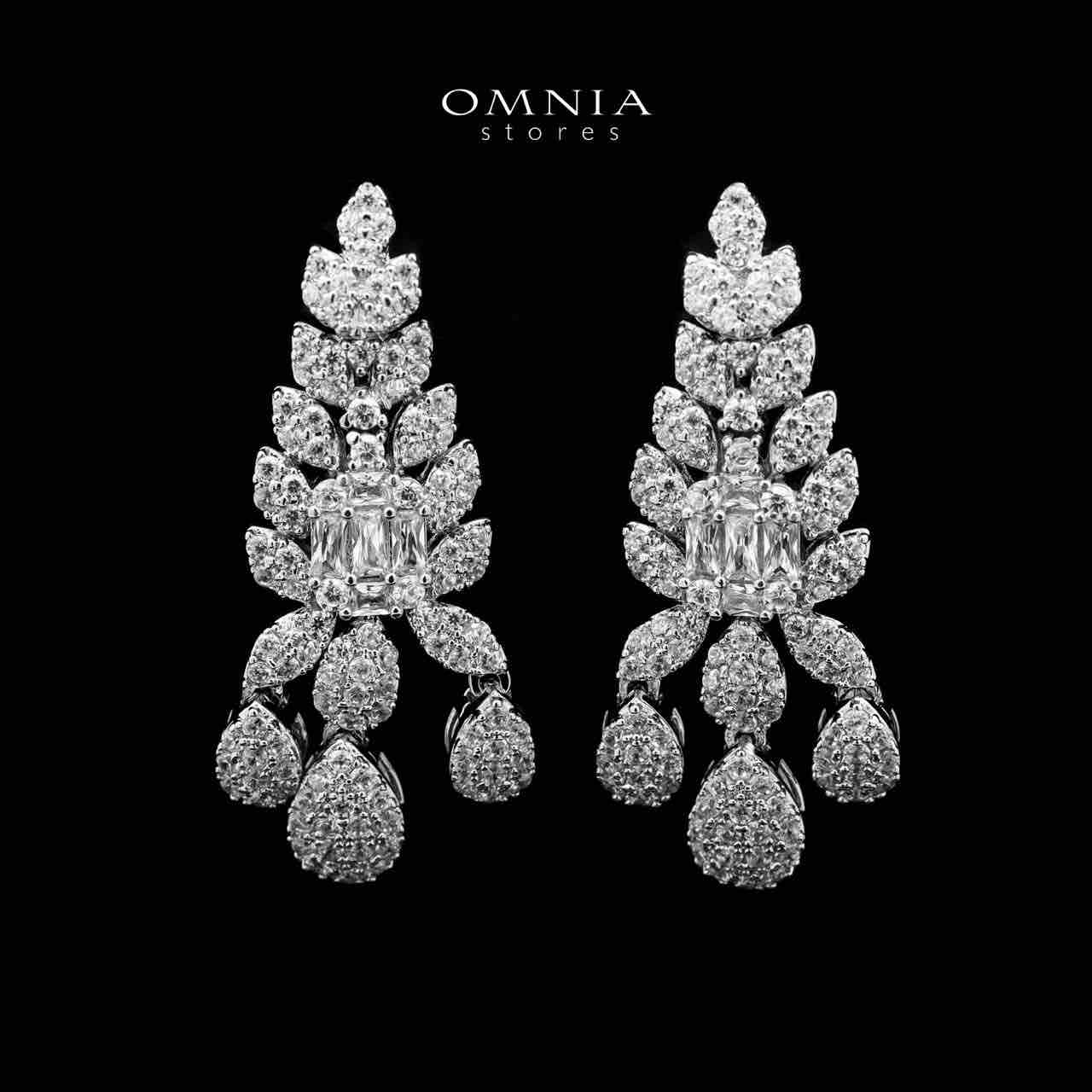 Omnia Mahra Bridal Full Set in High Quality Zircon Stone Rhodium Plated