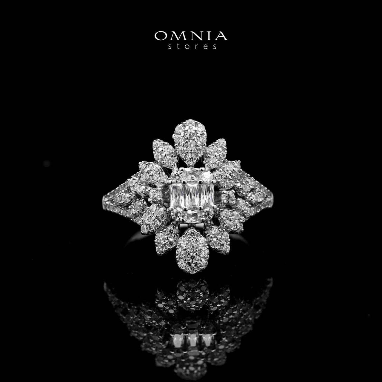 Omnia Mahra Bridal Full Set in High Quality Zircon Stone Rhodium Plated