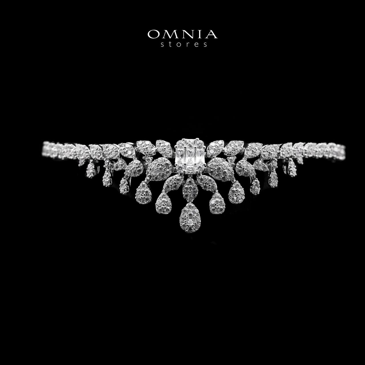 Omnia Mahra Bridal Full Set in High Quality Zircon Stone Rhodium Plated