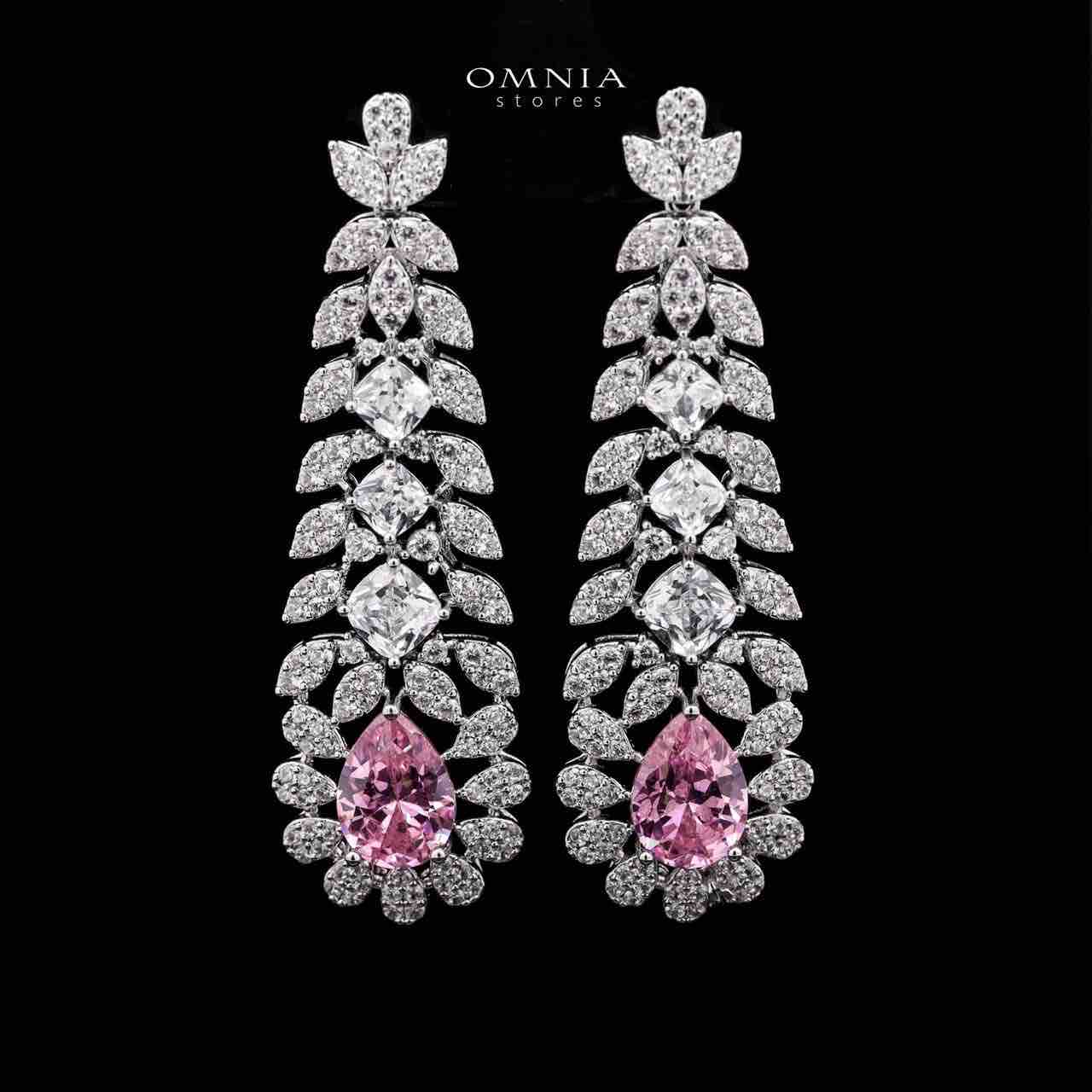 Omnia Yara Bridal Pink and White Full Set in High Quality Zircon Stone Rhodium Plated