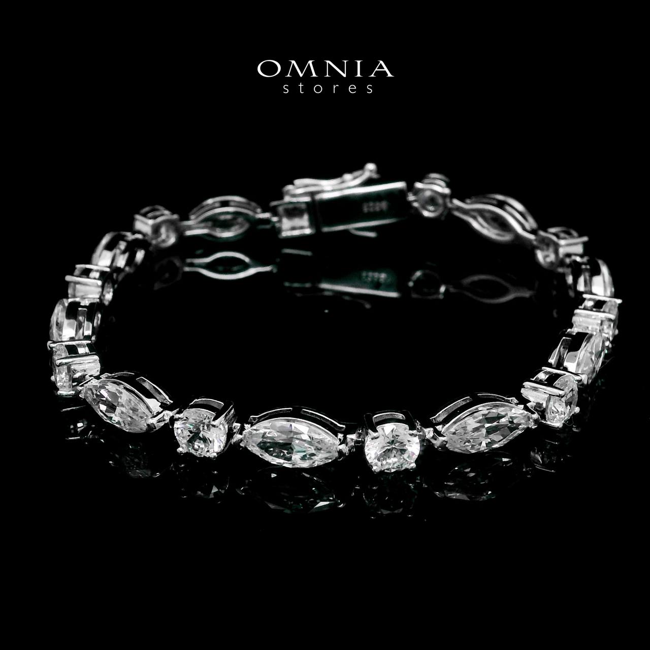 Omnia Mirelda Fine Shine White Bracelet in 925 Silver High Quality Simulated diamonds - OMNIASTORES UAE