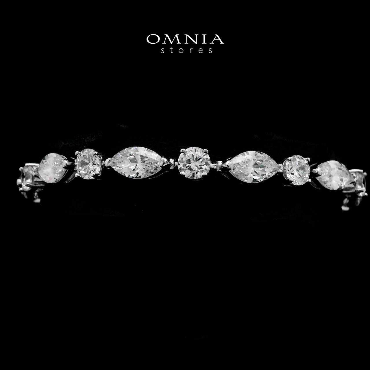 Omnia Mirelda Fine Shine White Bracelet in 925 Silver High Quality Simulated diamonds - OMNIASTORES UAE