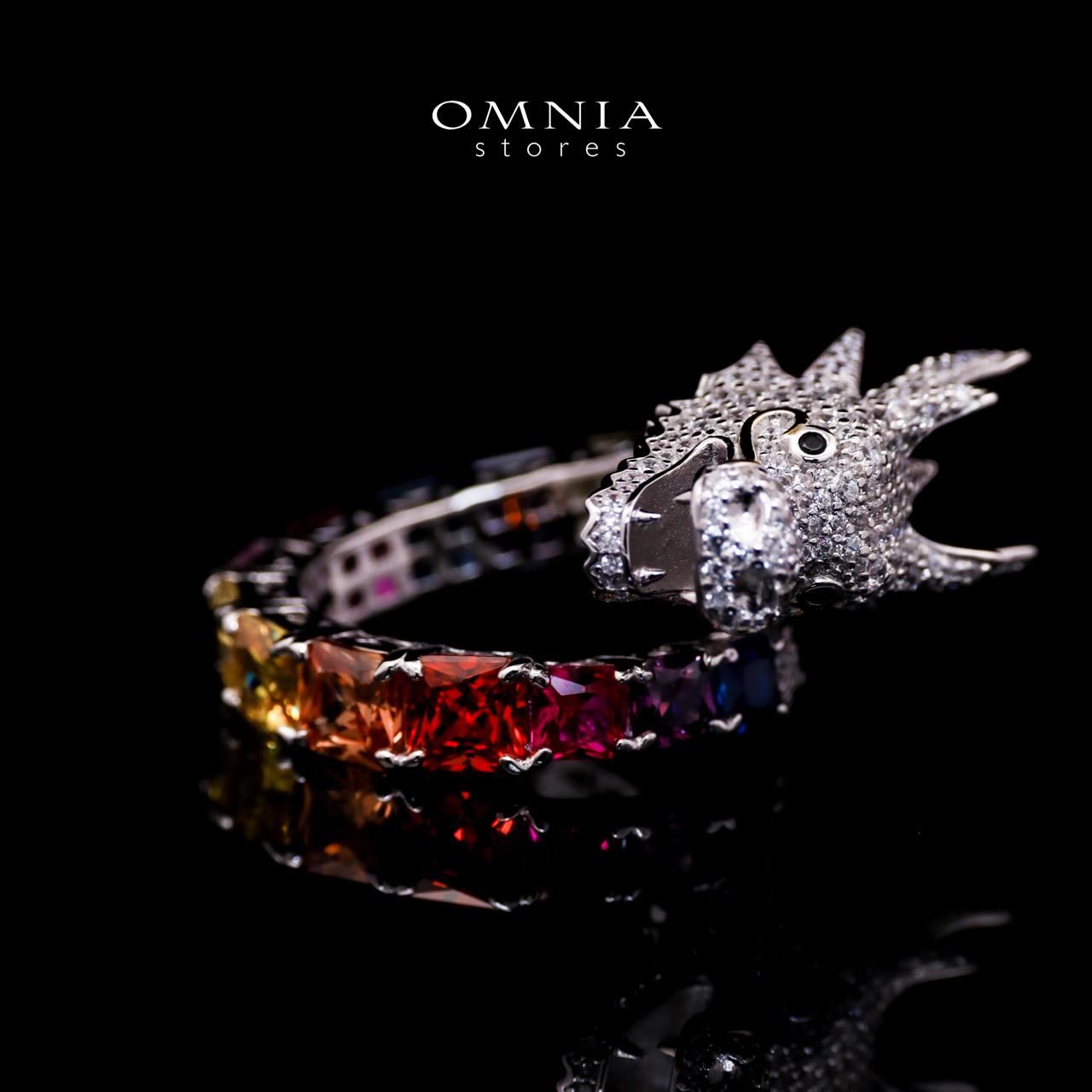 Aya Shine Dragon Design Multicolor Ring in 925 Silver with High-Quality Simulated Diamonds