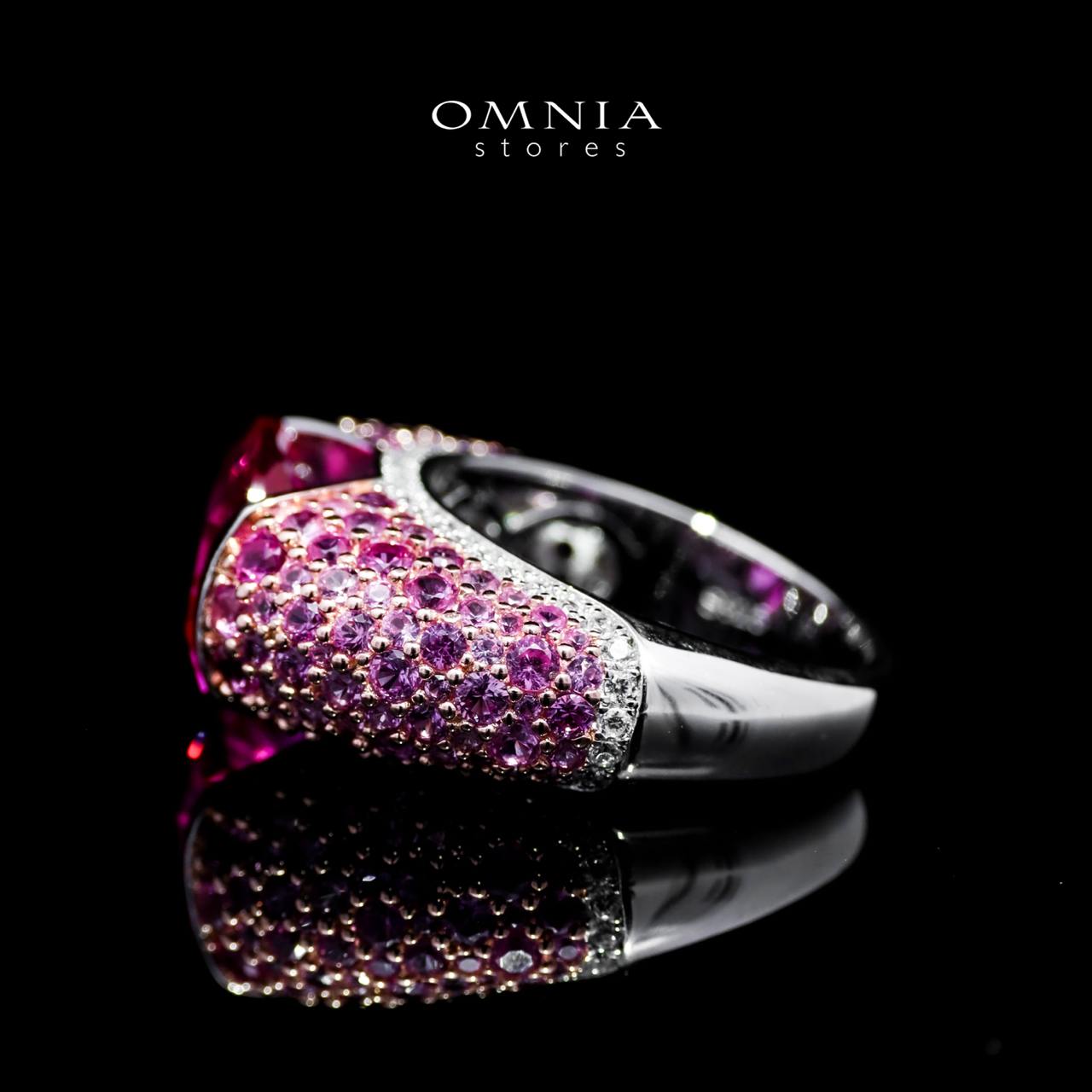 Amani Pink Ring in 925 Silver with High-Quality Simulated Diamonds