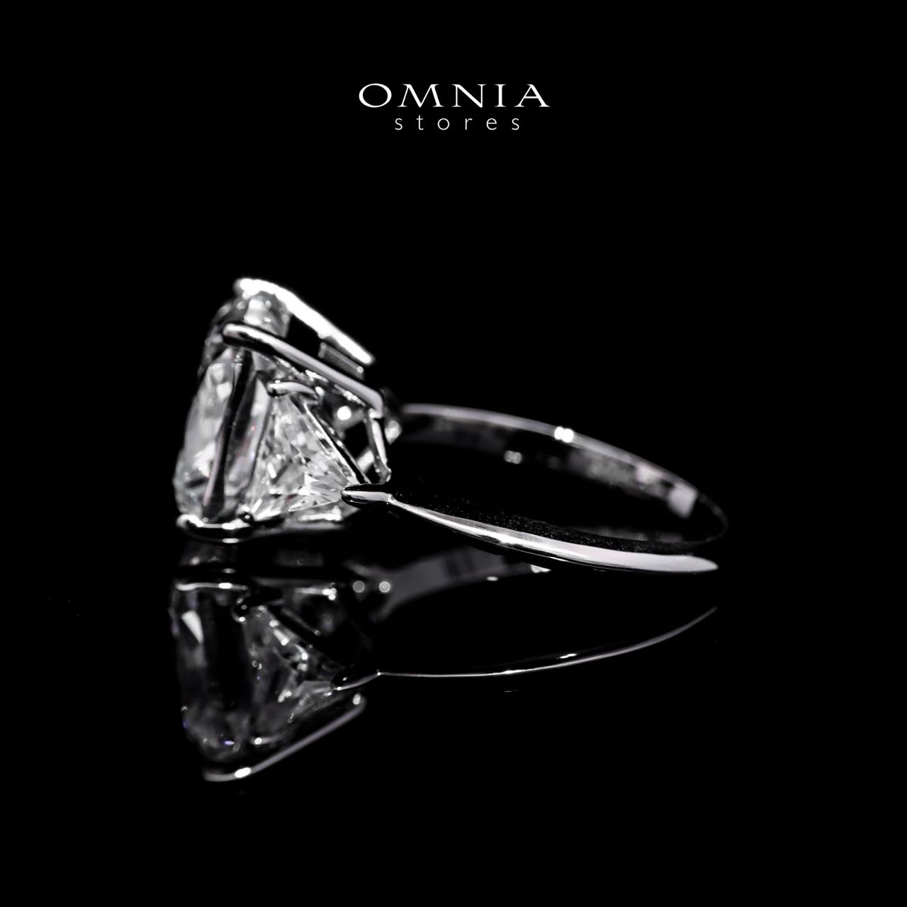Hanem White Ring in 925 Silver with High-Quality Simulated Diamonds