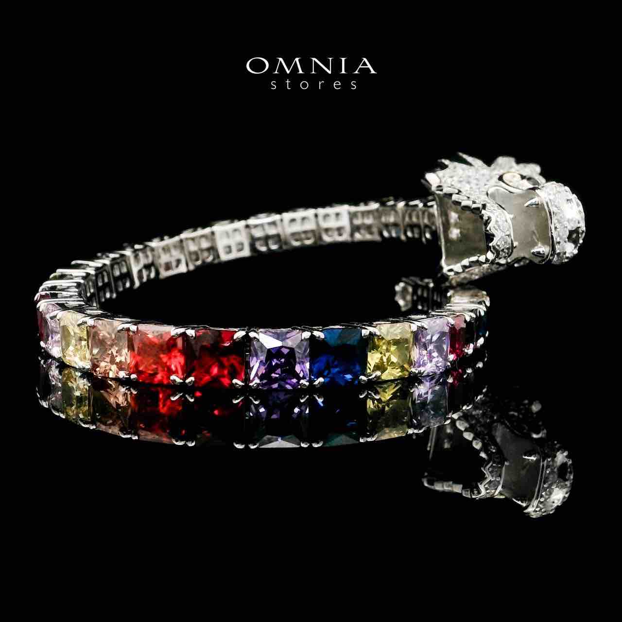 Aya Shine Dragon Design Multicolor Bangle in 925 Silver with High-Quality Simulated Diamonds