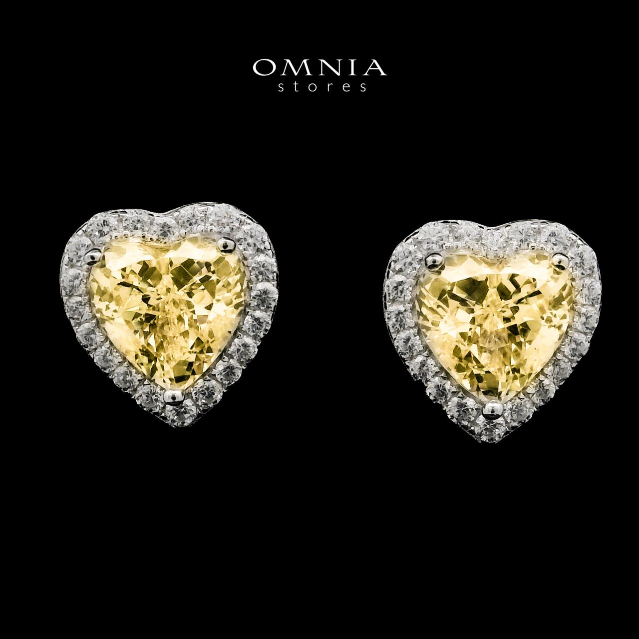 Samiha Heart Design Yellow Earrings In 925 Silver High Quality Simulated Diamonds - OMNIASTORES KSA
