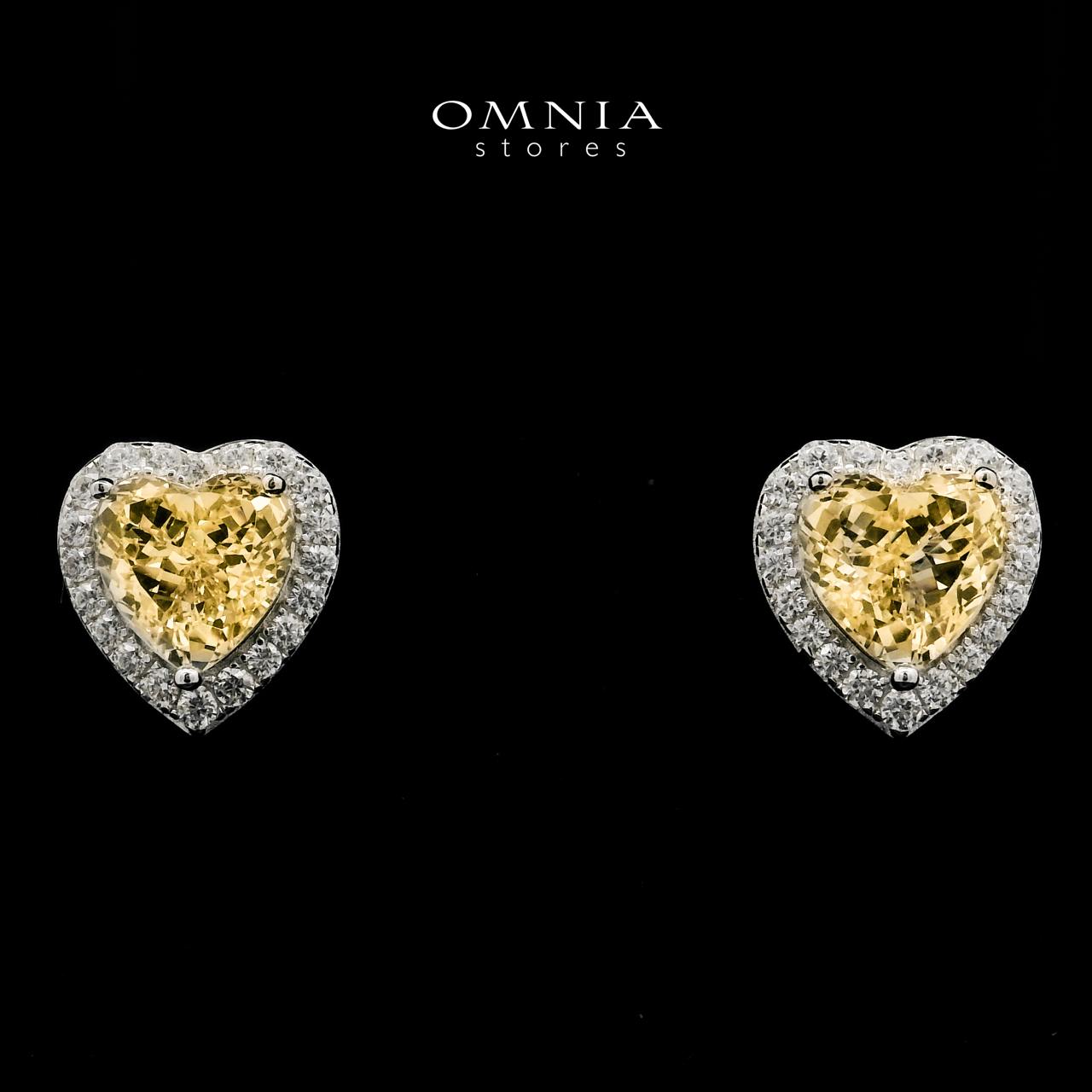 Samiha Heart Design Yellow Earrings In 925 Silver High Quality Simulated Diamonds - OMNIASTORES KSA