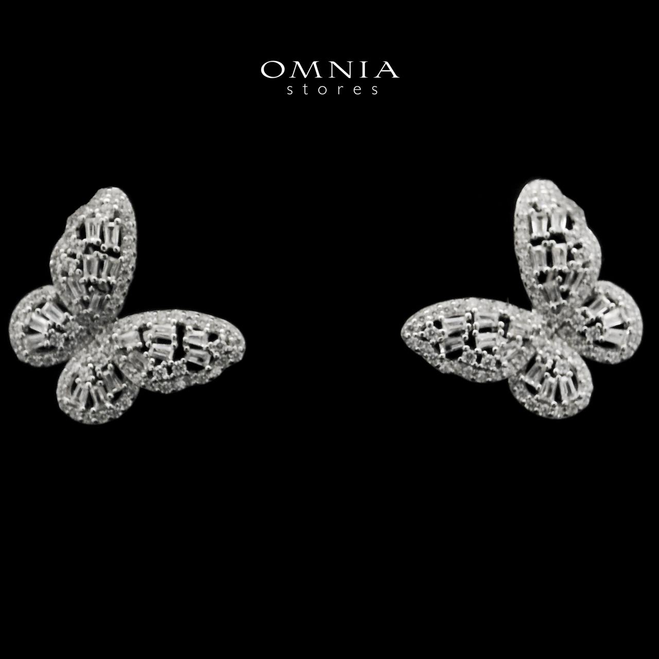 Shereen Butterfly Clip Earrings In 925 Silver High Quality Simulated Diamonds