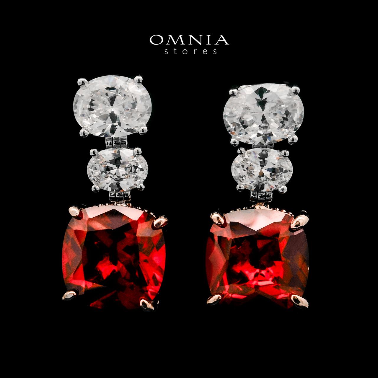 Shadia Red Earrings In 925 Silver High Quality Simulated Diamonds - OMNIASTORES UAE