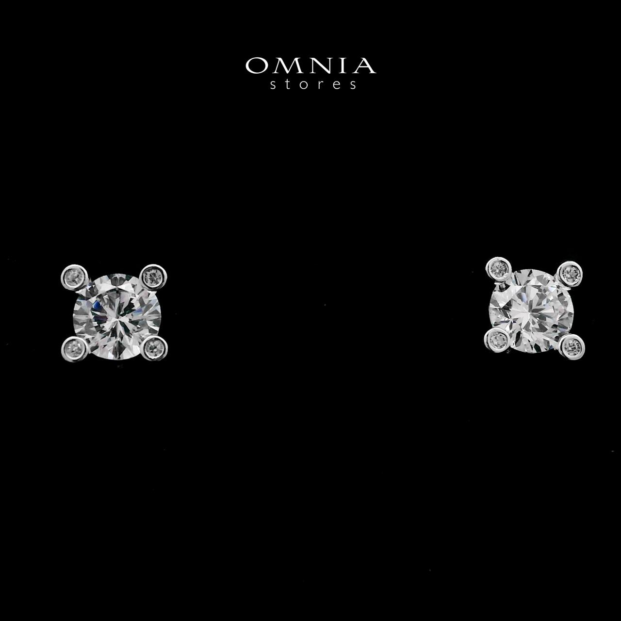 Tiba White Stud Earrings In 925 Silver High Quality Simulated Diamonds