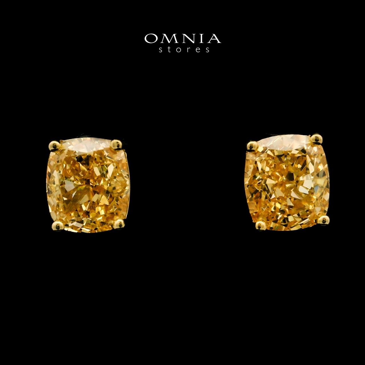 Wafa Yellow Stud Earrings In 925 Silver High Quality Simulated Diamonds - OMNIASTORES UAE