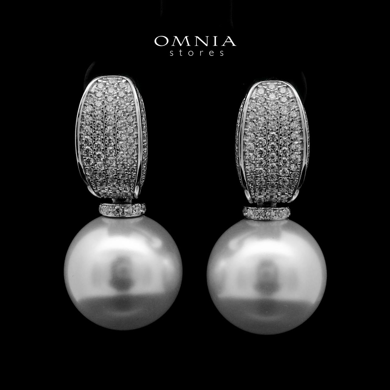 Warda Pearl Stud Earrings In 925 Silver High Quality Simulated Diamonds - OMNIASTORES UAE