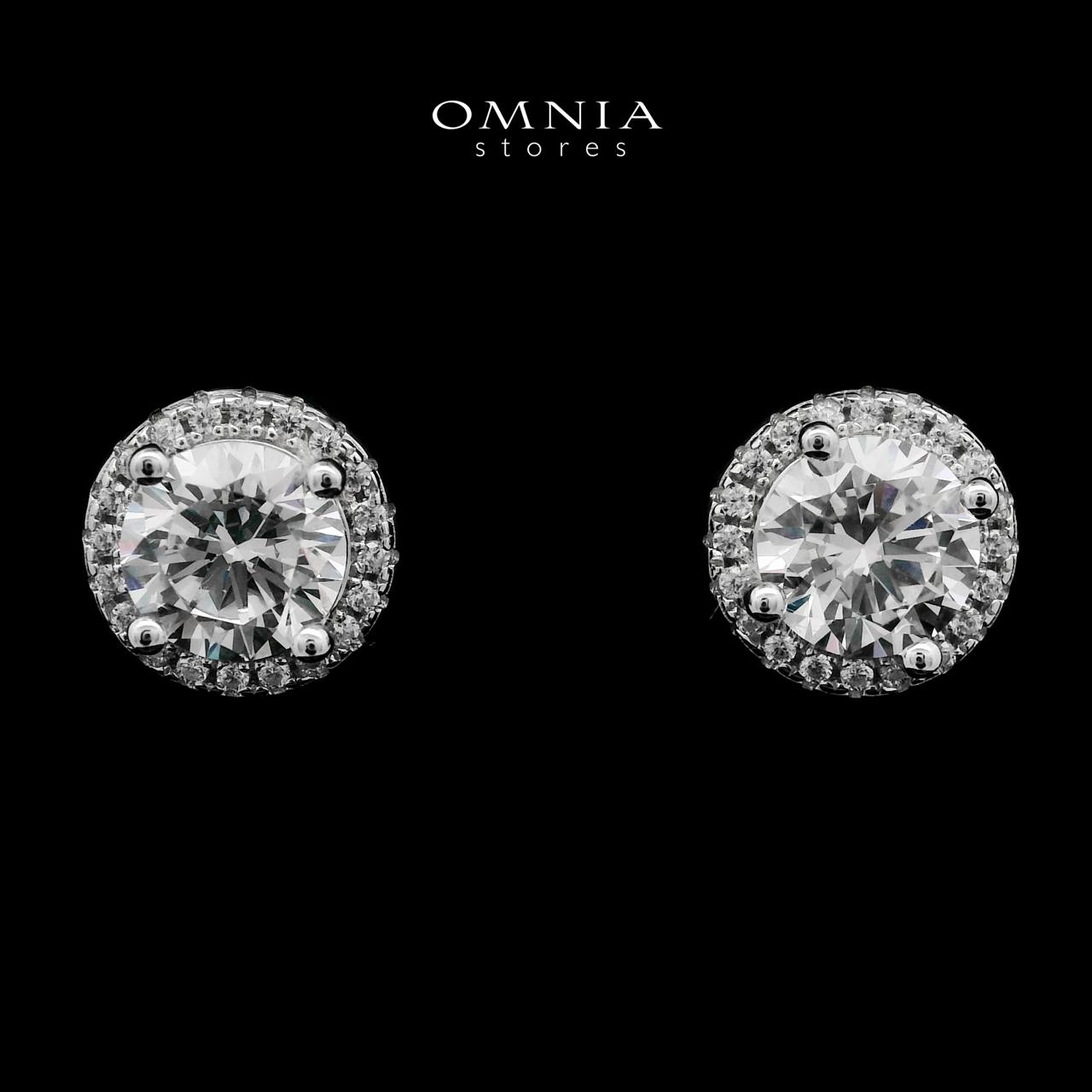 Widad White Stud Earrings In 925 Silver High Quality Simulated Diamonds