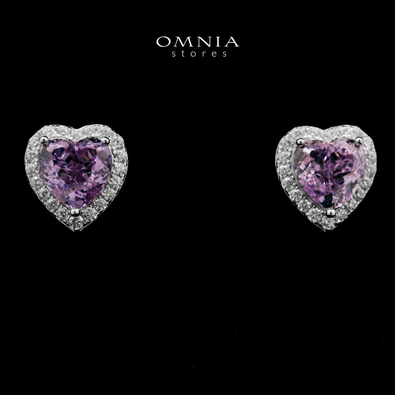 Samiha Purple Heart Earrings In 925 Silver High Quality Simulated Diamonds