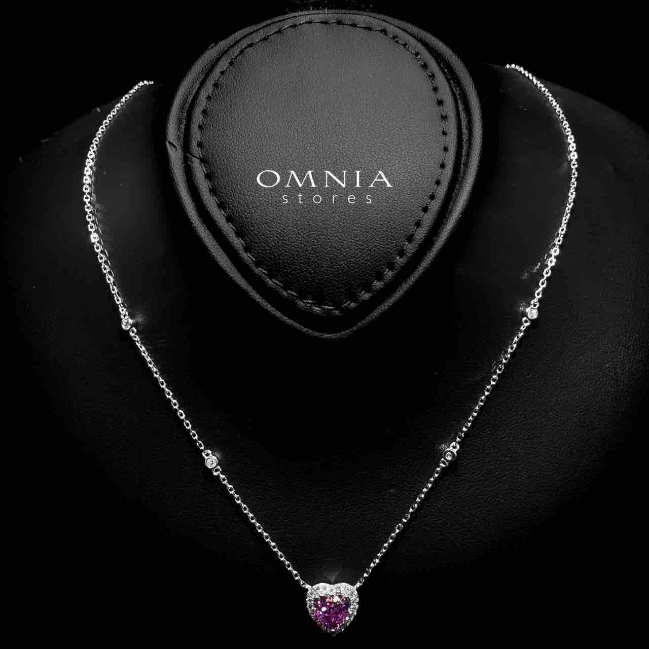Samiha Purple Heart Necklace In 925 Silver High Quality Simulated Diamonds