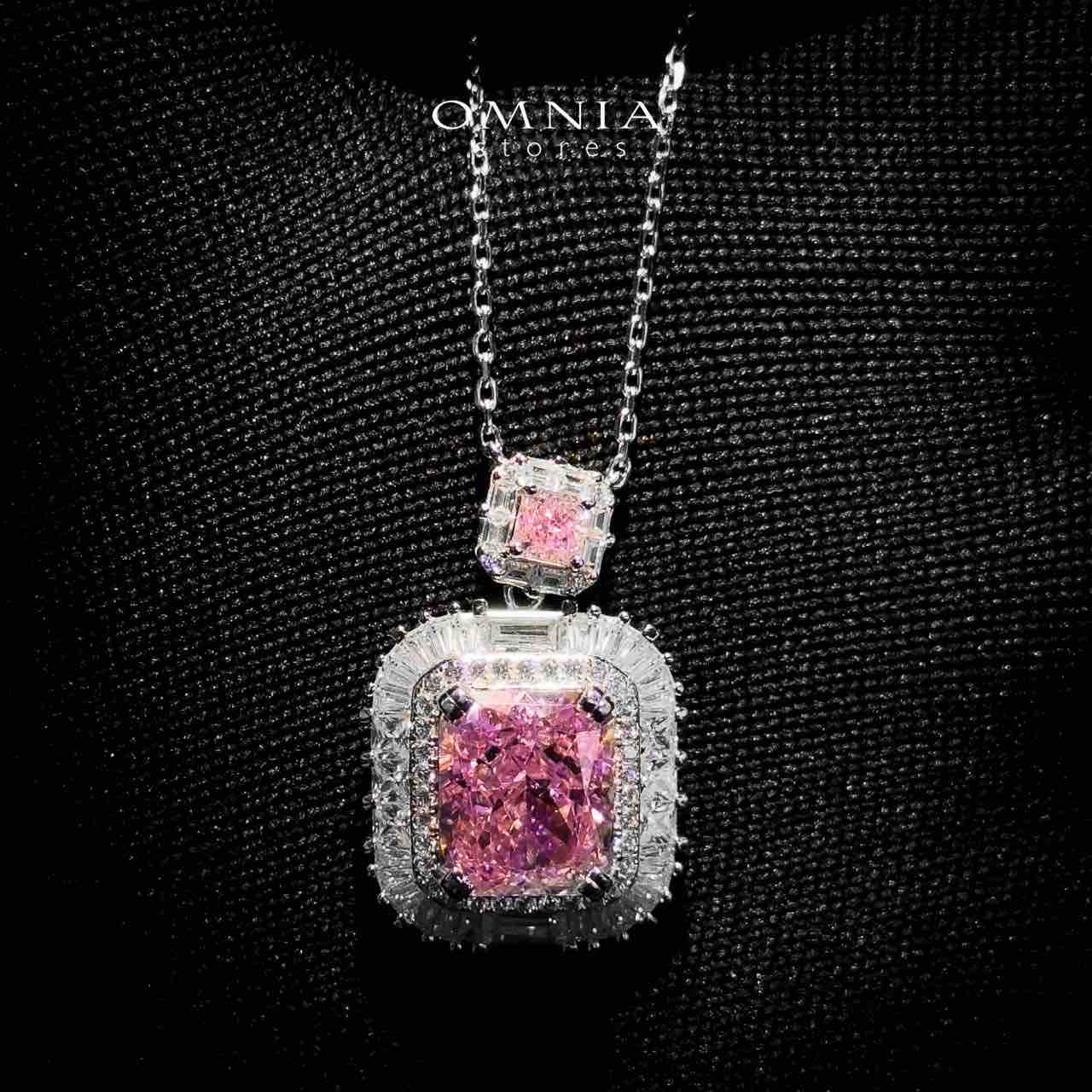 Wafaa Pink Necklace 925 Silver in High Quality Simulated Diamonds - OMNIASTORES UAE