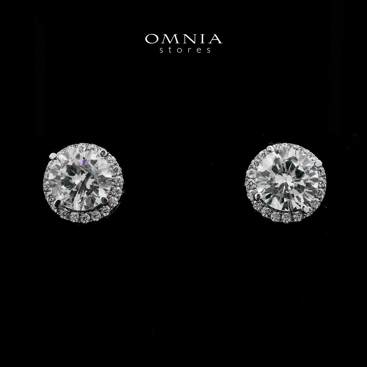 Zain White Stud Earrings In High-Quality Zircon Stones in a Rhodium Plated