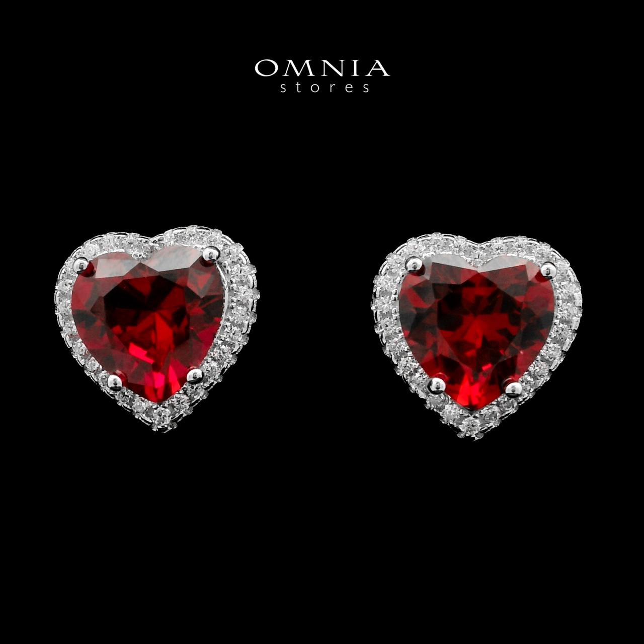 Zahira Heard Shape Red Earrings In High-Quality Zircon Stones in a Rhodium Plated
