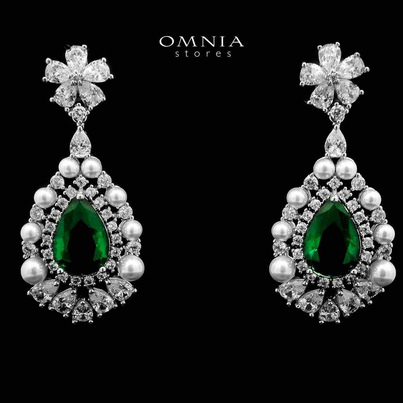 Omnia Aiyesha Green Bridal Full Set in High Quality Zircon Stone in Rhodium Plated