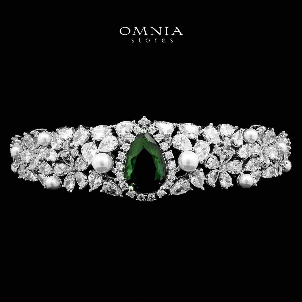 Omnia Aiyesha Green Bridal Full Set in High Quality Zircon Stone in Rhodium Plated