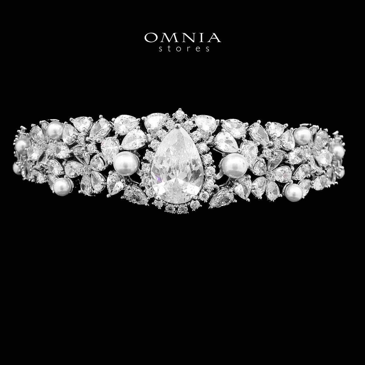 Omnia Aiyesha White Bridal Full Set in High Quality Zircon Stone in Rhodium Plated