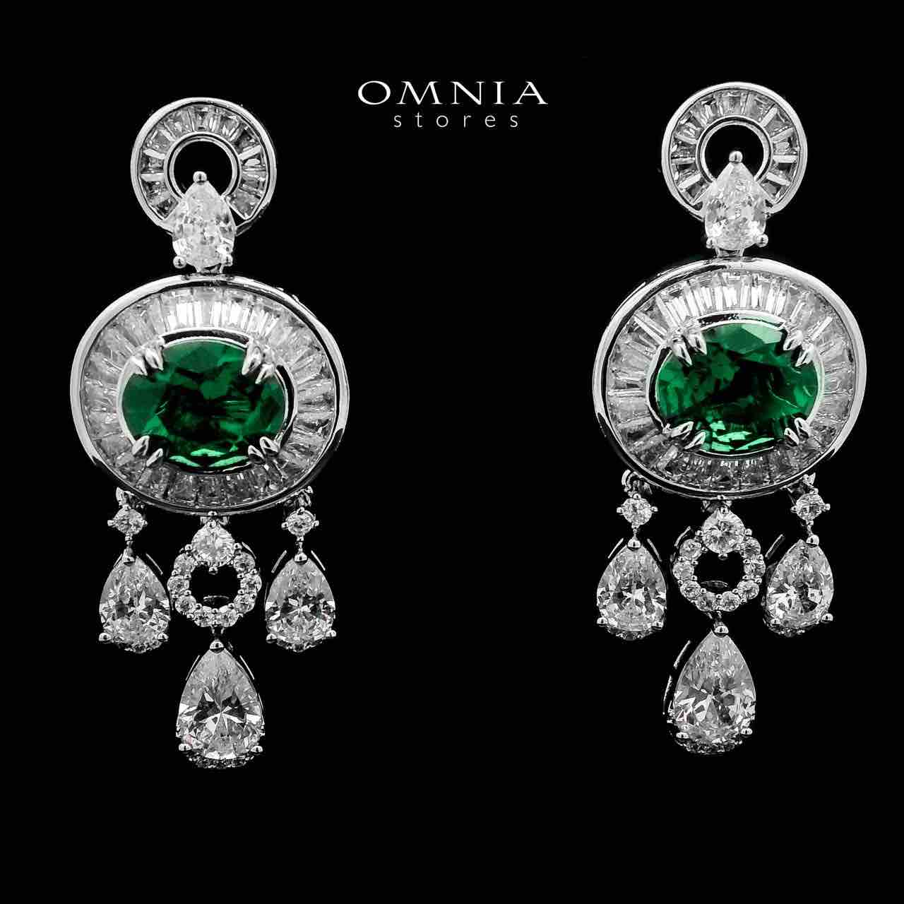 Omnia Hayah Green Bridal Full Set in High Quality Zircon Stone in Rhodium Plated - OMNIASTORES UAE