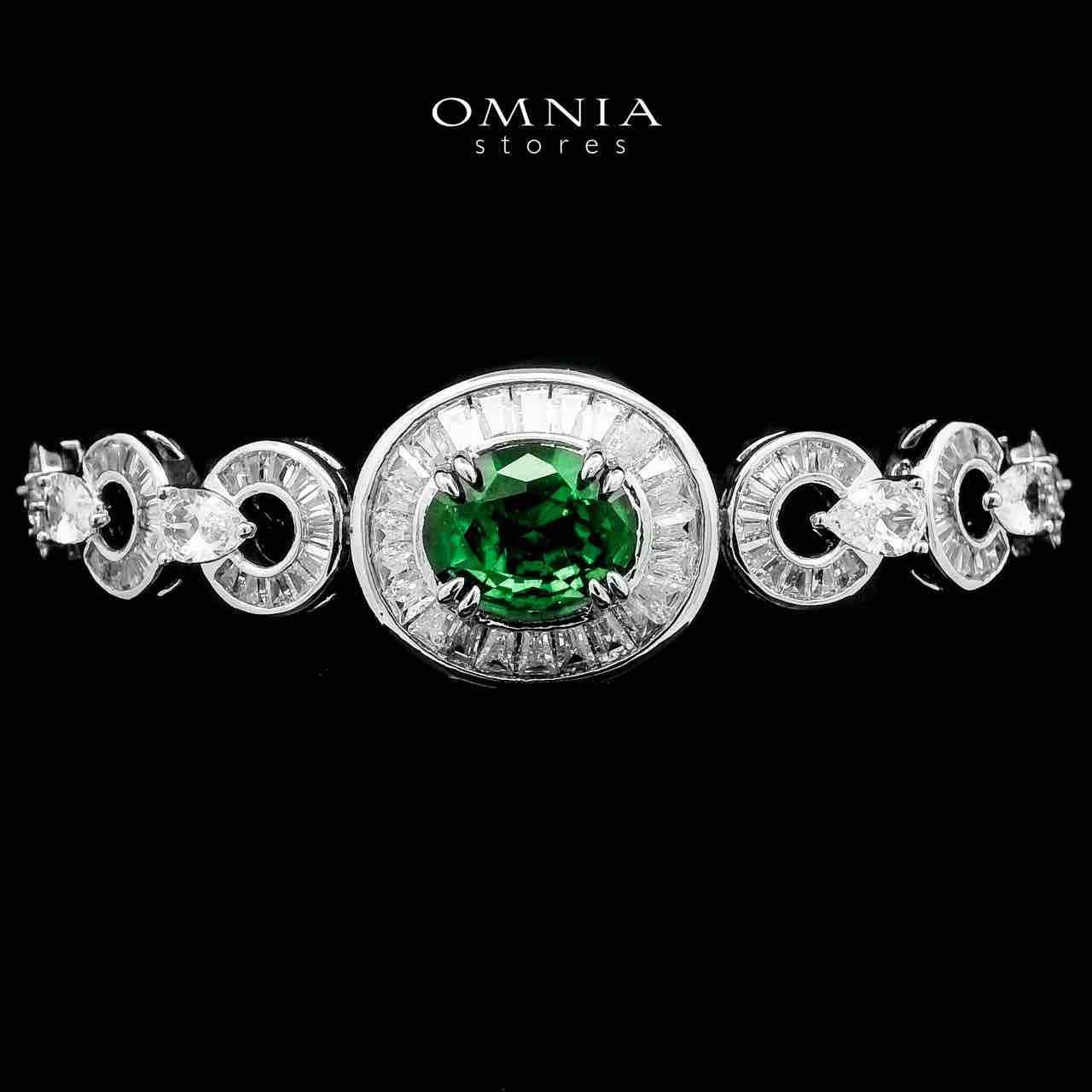 Omnia Hayah Green Bridal Full Set in High Quality Zircon Stone in Rhodium Plated - OMNIASTORES UAE