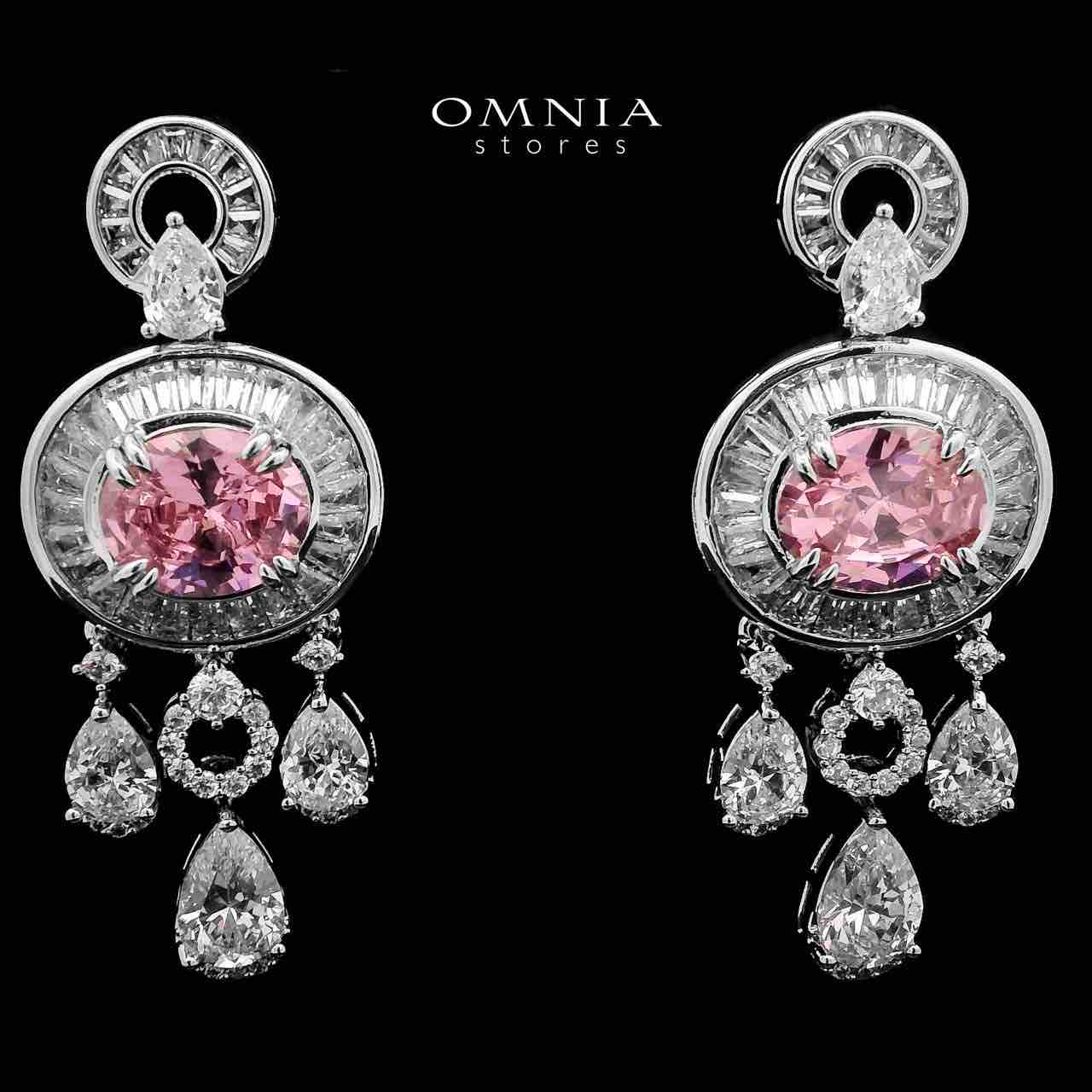 Omnia Hayah Pink Bridal Full Set in High Quality Zircon Stone in Rhodium Plated - OMNIASTORES UAE