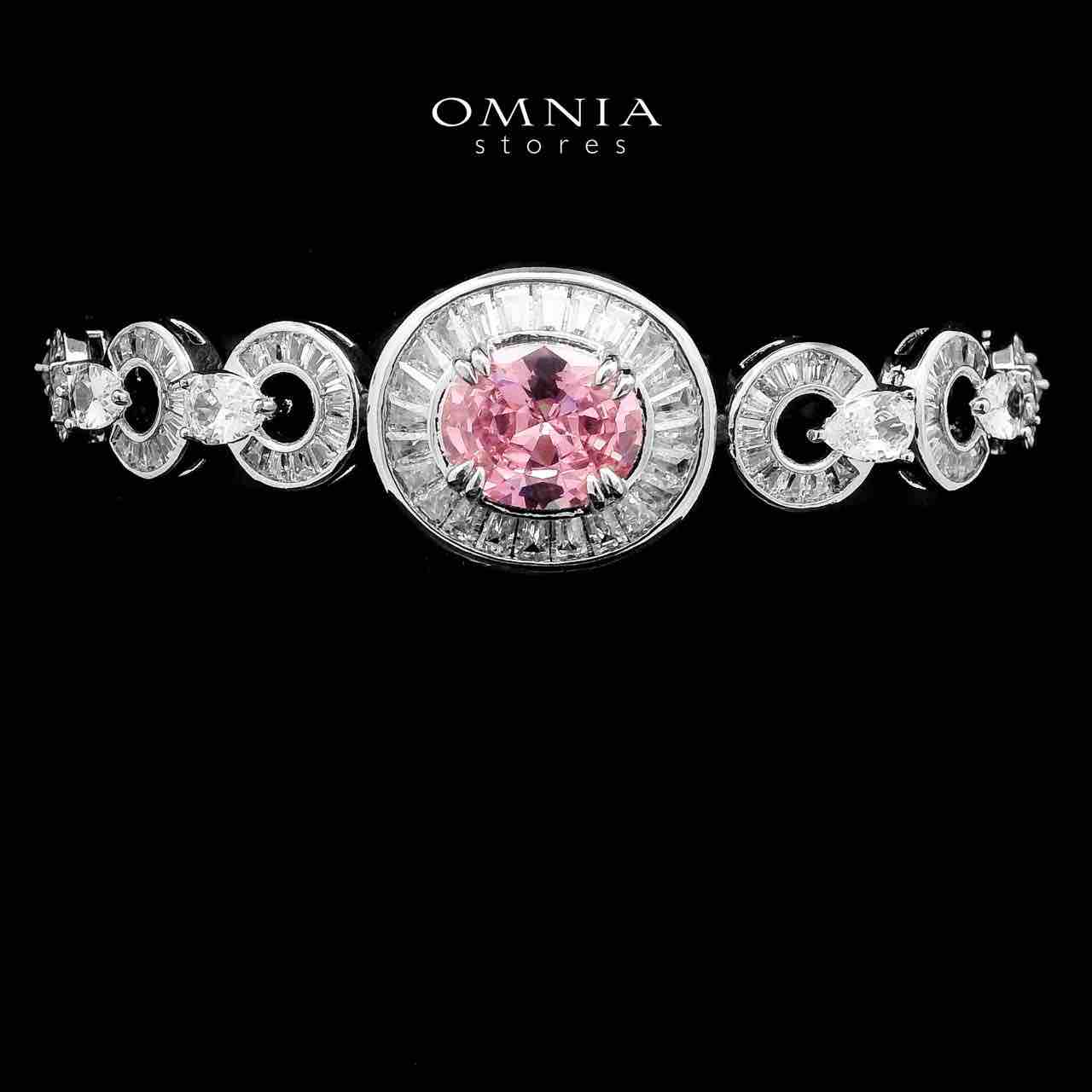 Omnia Hayah Pink Bridal Full Set in High Quality Zircon Stone in Rhodium Plated - OMNIASTORES UAE