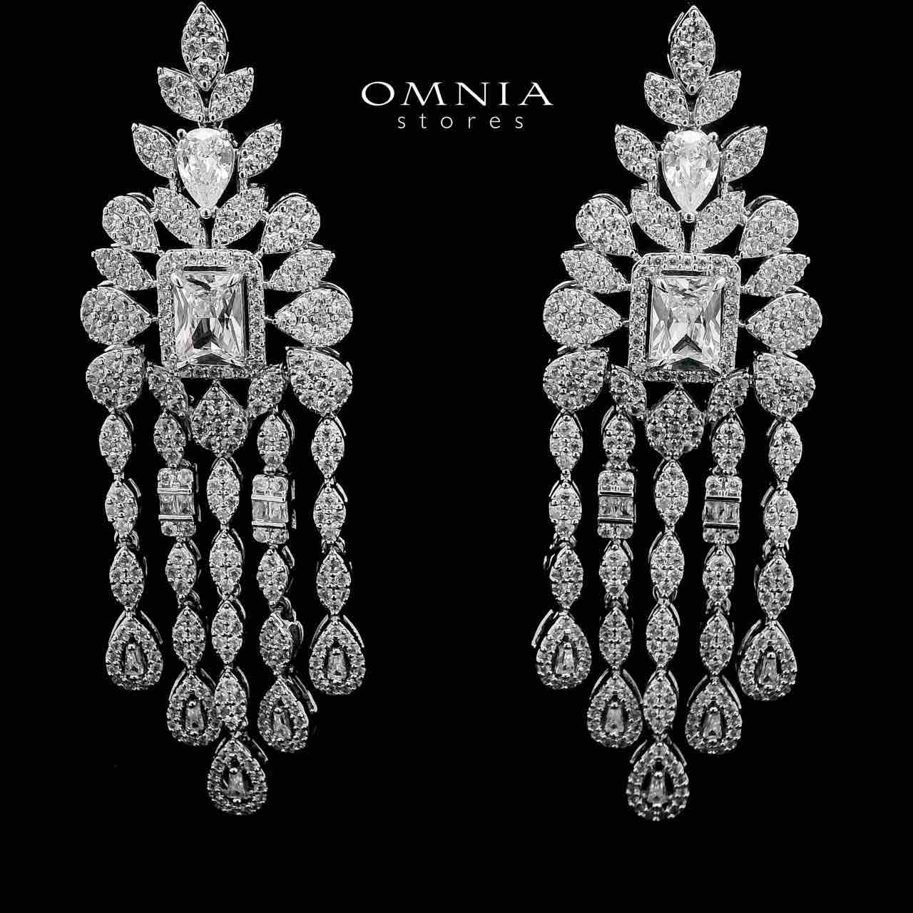Sharjaha White Bridal Long chain Set Accessories High Quality Zircon Stone In Rhodium Plated